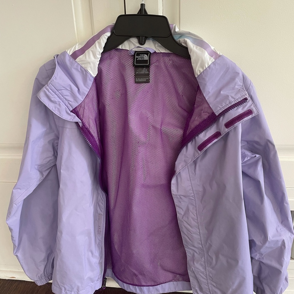 Purple kids North Face rain jacket